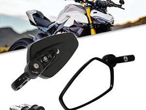 DREAMIZER مرايا نهاية المقود للدراجات النارية مقاس 7/8 "22 ملم مرآة عالمية بنهاية قضيب الرؤية الخلفية الجانبية متوافقة مع دراجة جروم ستريت الترابية رباعية ATV جيت سكي- أسود