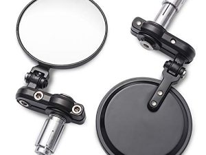 مرايا دراجات نارية عالمية من MICTUNING - مرآة جانبية بقضيب دائري قابل للطي مقاس 3 بوصات متوافقة مع هوندا ، سكوتر ، سوزوكي ، ياماها ، كاواساكي ، فيكتوري والمزيد