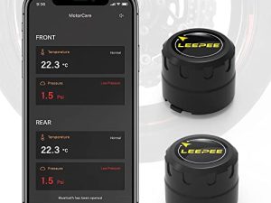 نظام مراقبة ضغط إطارات الدراجات النارية من leepee Bluetooth 5.0 ، إنذار ضغط الإطارات ودرجة الحرارة ، TPMS لاسلكي للدراجات النارية مع مستشعرين خارجيين ، يدعم iOS و Android