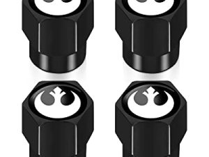 أغطية جذعية لصمام إطار السيارة من أجل Star Wars Rebel Alliance ، 4 عبوات من أغطية أغطية الهواء المعدنية ، غطاء غبار عالمي لحافة الإطارات يناسب السيارات وسيارات الدفع الرباعي والشاحنات والدراجات والدراجات النارية وإكسسوارات السيارات للبالغين