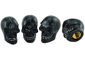 غطاء صمام Abfer Skull Valve Cool Wheel Tire Air Stem Cover Car Decoration Accessories مناسب لمعظم المركبات والشاحنات والدراجات النارية (أسود)