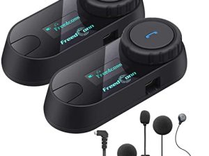 FreedConn TCOM-SC Motorcycle Helmet Bluetooth Intercom Headset Communication Systems Kit ، لـ 2 أو 3 راكبين ، شاشة LCD / راديو FM / هاتف محمول / موصل MP3 / GPS / نطاق 800 متر / يدوي (2 مجموعة)