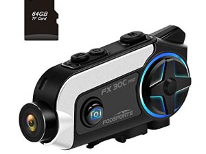 FODSPORTS خوذة دراجة نارية انتركوم مع كاميرا / مشاركة الموسيقى ، FX30C PRO 2-Way 1000m نظام اتصالات عالمي مع 3 تأثيرات صوتية / مقاوم للماء / إلغاء الضوضاء / 2000mAh / 64G TF Card / 2 in 1 Mic