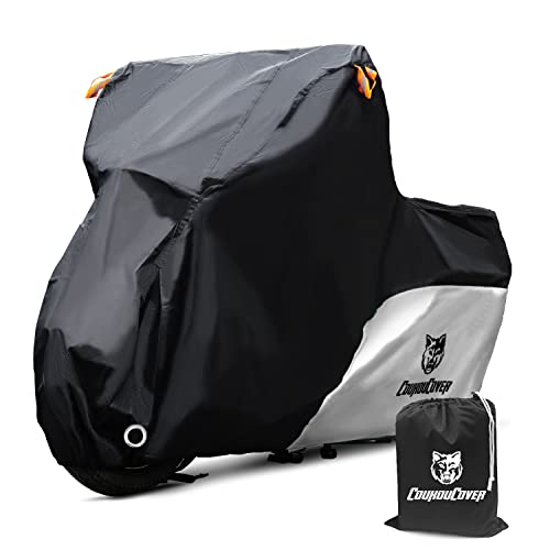 غطاء دراجة نارية CoukouCover ، 210D أكسفورد قماش مقاوم للماء خارجي طوال الموسم حماية عالمية مع شرائط عاكسة ، لغطاء دراجة نارية مقاس 86 بوصة (فضي M) غطاء دراجة نارية CoukouCover ، 210D أكسفورد قماش مقاوم للماء خارجي طوال الموسم حماية عالمية مع شرائط عاكسة ، لغطاء دراجة نارية مقاس 86 بوصة (فضي M)