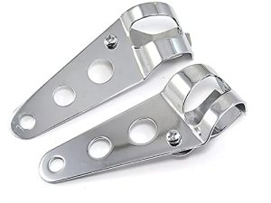 ANKIA Universal 33mm-43mm Metal Motorcycle Modified Headlight Mount Brackets Clamp Fork Ear for Motorcycle Chopper Cafe Racer (Silver)