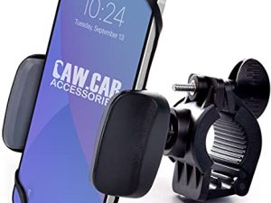 ملحقات CAW.CAR الحامل المعدني الوحيد للدراجة والدراجات النارية - لأي هاتف ذكي (iPhone 14 ، Galaxy S22). حامل الهاتف الخليوي المقود غير قابل للكسر للدراجة والدراجة