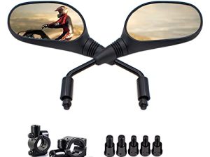 BISHERDER ATV Mirrors Universal 8mm 10mm Bolt 7/8 Inch مقبض بار جبل المشبك دراجة نارية محدبة مرآة الرؤية الخلفية مناسبة Honda ATV Dirt Bike Scooter Kawasaki Cruiser Suzuki Victory والمزيد