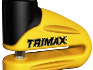 Trimax T665LY قفل قرص معدني مقوى - دبوس أصفر 10 مم (حلق طويل) مع جراب وكابل تذكير