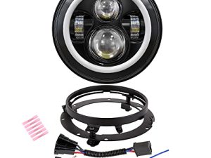 XPCTD 7 بوصة LED مصباح أمامي DOT DRL طقم لمبات هالو خفيفة للتجول في شارع Glide Road King Ultra Classic Electra Glide FatBoy Tri Cvo Heritage Softail Slim Deluxe Switchback أسود