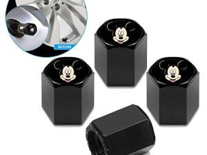 قطع من أغطية صمام الهواء لإطارات السيارة من luoji لـ Mickey Mouse - غطاء جذوع الغبار لإطارات العجلات الأوتوماتيكية مع شعار شعار مقاوم للماء ومقاوم للغبار مناسب للسيارات ، سيارات الدفع الرباعي ، الشاحنات ، الدراجات النارية