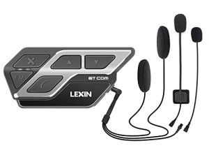 LEXIN قطعة واحدة ET-COM V5.0 سماعة رأس بخاصية البلوتوث للدراجات النارية ، وأنظمة اتصالات خوذة مع إلغاء الضوضاء DSP / CVC ، 1200 متر رايدر إلى رايدر إنتركوم مع راديو FM للمركبة / مركبة على الجليد