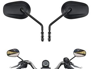 مرايا رياضية سوداء من KEMIMOTO بخيط M8 ، جذع طويل للطريق King Street Electra Glide Road Glide Dyna Softail Rearview 1982-2019 2020 2021 2022