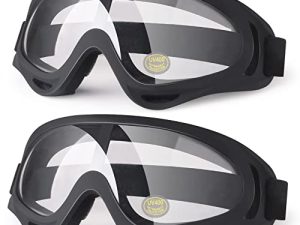 4-FQ Motorcycle Goggles Kids ، عبوتان من نظارات الدراجات الترابية ATV Motocross Goggles للتزلج ، نظارات ركوب على الطرق الوعرة للأطفال ، نظارات Airsoft مضادة للغبار للرجال والنساء والشباب (أسود + إطار أسود / عدسة شفافة)