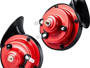 قطع 300DB بوق قطار صاخب لشاحنة أبواق حلزون كهربائية 12 فولت ، أبواق ذات نغمة عالية ومنخفضة مقاومة للماء ، أبواق كهربائية ذات هواء مرتفع ، أبواق أحادية مع أقواس ومسامير لدراجة نارية للسيارة