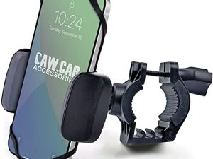 حامل الهاتف للدراجة والدراجات النارية - لهاتف iPhone 14 Pro (13 ، 12 ، SE ، Plus / Max) ، Galaxy s22 أو أي هاتف محمول - حامل المقود العالمي للدراجات النارية والدراجات النارية. +100 إلى الأمان والراحة