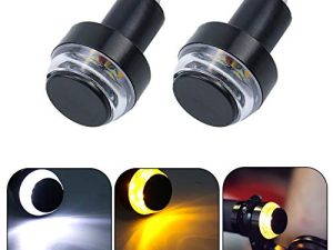 مصابيح LED لنهاية المقود للدراجات النارية من LivTee ، لون مزدوج لمصابيح إشارة الانعطاف وأضواء التحديد الجانبية أو مصابيح الجري ، كهرماني / أبيض