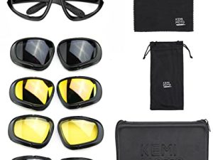 نظارات kemimoto Polarized للدراجات النارية ، نظارات ركوب مع 4 عدسات للأنشطة الخارجية