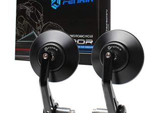 FENRIR CNC سبائك الألومنيوم جولة مقهى المتسابق الرجعية الأسود قضيب دراجة نارية نهاية مرايا جانبية 22 مللي متر 7/8 بوصة مرآة المقود رؤية خلفية عالمية لـ M8 / M6 Sport Naked Street Bike Cruiser Minimoto Scooter