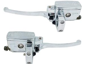 Triumilynn Universal 1 "25mm Brake Master Cylinder Lever Motorcycle لهوندا ياماها سوزوكي كاواساكي فرامل القابض الهيدروليكي مجموعة Goldwing اليسرى واليمنى (كروم)