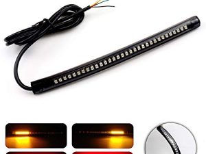 شريط إضاءة LED مرن من LivTee مقاس 8 بوصات مع مصابيح إشارة إيقاف للفرامل الخلفية الكل في واحد لدراجة نارية سكوتر رباعية الطراد على الطرق الوعرة ، أحمر / كهرماني