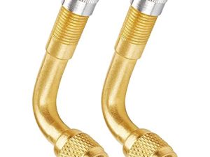 LEEGAWU 2-Pack Tire Valve Extension ، محول نحاسي بزاوية 90 درجة من صمام الإطار متوافق مع سيارات الركاب وعربة الأطفال والدراجات والدراجات النارية والمقطورات والمركبات الترفيهية والمركبات الترفيهية (90 درجة)