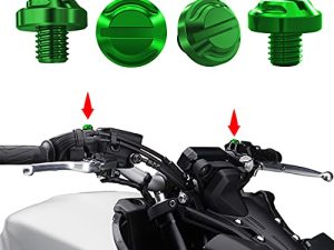 قطع من AVERZELLA دراجة نارية خضراء ثقب المرآة المقابس 2 عادي + 2 عكس M8x1.25 (أخضر ، M8> 2 عادي + 2 عكس)