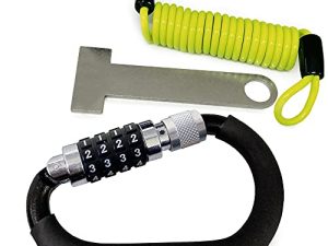 Urban UR140 قفل خوذة الدراجة النارية وكابل وتمديد شريط T ، قفل حلقة تسلق للخوذة ، مقود دراجة هوائية مختلط رمز قفل خوذة مجموعة مكافحة السرقة ، حزام D-Ring ، كابل فولاذي