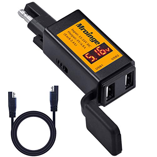 شاحن USB للدراجات النارية ، محول Mroinge 4.8A SAE إلى USB مع الفولتميتر ومقياس التيار الكهربائي ، قابس فصل سريع مع شاحن USB مزدوج مثالي لشحن الأجهزة الذكية ، مع مفتاح تشغيل / إيقاف وغطاء مقاوم للماء شاحن USB للدراجات النارية ، محول Mroinge 4.8A SAE إلى USB مع الفولتميتر ومقياس التيار الكهربائي ، قابس فصل سريع مع شاحن USB مزدوج مثالي لشحن الأجهزة الذكية ، مع مفتاح تشغيل / إيقاف وغطاء مقاوم للماء