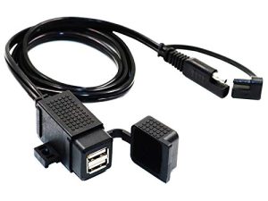 MOTOPOWER MP0609C 3.1Amp مقاوم للماء دراجة نارية مزدوجة شاحن USB عدة SAE إلى كابل مهايئ USB الهاتف اللوحي شاحن GPS