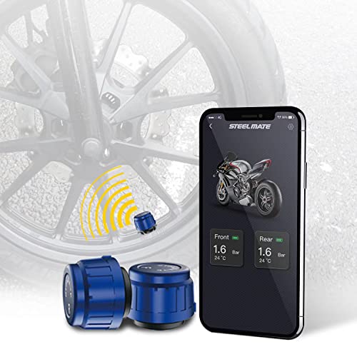 STEEL MATE 2 قطعة بلوتوث 5.0 نظام مراقبة ضغط الإطارات ، ضغط الإطارات ومنبه درجة الحرارة شاشة TPMS مع 2 مستشعر خارجي للدراجة النارية والدراجة ودعم iOS و Android STEEL MATE 2 قطعة بلوتوث 5.0 نظام مراقبة ضغط الإطارات ، ضغط الإطارات ومنبه درجة الحرارة شاشة TPMS مع 2 مستشعر خارجي للدراجة النارية والدراجة ودعم iOS و Android