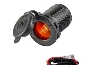 UYYE Universal 12V / 28V مقبس ولاعة السجائر في السيارة ، للدراجات النارية البحرية للسيارات ATV RV والمزيد ، ملحقات السيارة الداخلية مع وعاء مقاوم للماء (LED برتقالي)