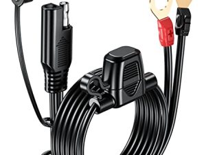 Kewig Motorcycle Solar SAE Quick Disconnect Extension Cable Adapter - 6FT SAE to O Ring Terminal Harness سريع الفصل مع 10A Fuse 2 Pin Plugs for Tractor، Motorcycle، Truck، Cars، RV (2pcs)