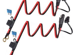 YETOR Ring Terminal Harness ، كابل تمديد البطارية SAE مع 2FT 16AWG ، 10A Protection Fuse SAE Connector للسيارات النارية. (عبوتان) ¡