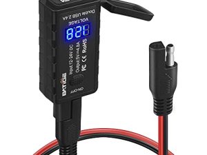 BATIGE 4.8A Dual USB SAE to USB Adapter Motorcycle USB Charger ، 3 خيارات تثبيت مقاومة للماء لكاميرا الهاتف الذكي iPad GPS ، مع الفولتميتر ، مفتاح تشغيل / إيقاف وكابل تمديد 3.6FT SAE