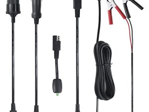 Sunway Solar 16FT Battery Charger Extension Cable Adapter SAE Connectors Quick Connect with Battery Clamps for 12 V Trickle Charger and Maintain ، 12Volt Solar Panel Battery Charger Power System Kit Kit