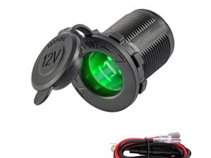 UYYE Universal 12V / 26V مقبس ولاعة سجائر للسيارة ، لدراجة نارية بحرية للسيارة ATV RV والمزيد ، ملحقات السيارة الداخلية مع وعاء مقاوم للماء (LED أخضر)