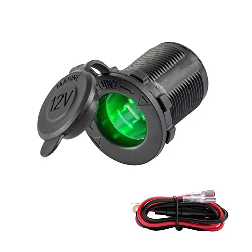 UYYE Universal 12V / 26V مقبس ولاعة سجائر للسيارة ، لدراجة نارية بحرية للسيارة ATV RV والمزيد ، ملحقات السيارة الداخلية مع وعاء مقاوم للماء (LED أخضر) UYYE Universal 12V / 26V مقبس ولاعة سجائر للسيارة ، لدراجة نارية بحرية للسيارة ATV RV والمزيد ، ملحقات السيارة الداخلية مع وعاء مقاوم للماء (LED أخضر)