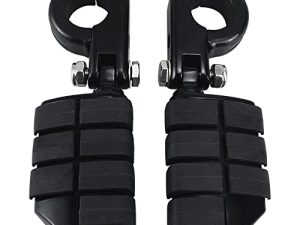 FOVPLUE 1.25 "مسند للقدمين على الطريق السريع ، مسند للقدمين مع مجموعة أدوات تثبيت P-Clamps لـ Harley Touring Road King Street Softail Dyna Sportster Honda Kawasaki Suzuki 32mm Crash Bar Engine Guard ، Black style-3