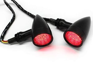 أسود دراجة نارية LED بدوره إشارات الضوء الأحمر الفرامل تشغيل أضواء الذيل رصاصة