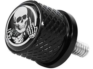 برغي برغي لمقعد الحاجز مخرش من الفولاذ المقاوم للصدأ 1/4 "-20 خيط متوافق مع Harley Sportster Touring Softail Dyna CVO Electra Glide Street Glide 1996-2020- هيكل عظمي في الإصبع الأوسط
