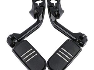 TCMT 1-1 / 4 "1.25" 32 مللي متر أسود طويل بزاوية واقي المحرك طقم أوتاد القدم يناسب Harley (2 × مساند قدم + مشابك تثبيت ، أسود)