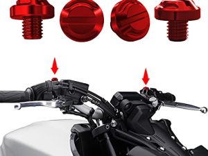 4 قطع من AVERZELLA دراجة نارية حمراء ثقب المقابس 2 عادي + 2 عكس M10x1.25 (أحمر ، M10> 2 عادي + 2 عكس)