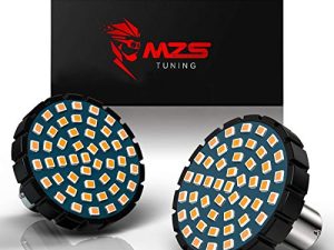 MZS 2 "العنبر 1156 لمبة إشارة الانعطاف الخلفية LED مع 2835 رقائق على شكل رصاصة مجموعة إضاءة الكل في واحد متوافقة مع معظم الدراجات النارية العائلية (حزمة من 2)