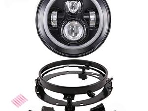 Z-OFFROAD مصباح أمامي جديد 7 بوصة هالو LED أسود مع مجموعة مصابيح أمامية عالية منخفضة الشعاع DRL متوافقة مع Harley Davidson Street Glide Electra Glide Ultra Classic Road King Heritage Softail Fatboy Motorcycle