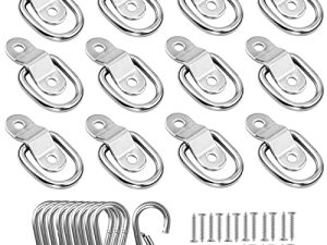 D Rings Tie Down Anchor 1/4 "Trailer Anchor Rings 1200 lbs Capacity Truck Bed Anchors Kit مع Snap Hook Carabiner لشاحنات المقطورات ، RV Campervan ، القوارب ، الدراجات النارية سطح جبل