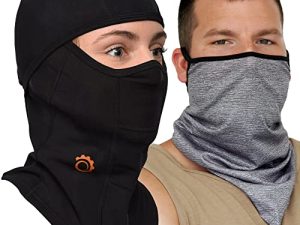 GearTOP Balaclava Best Full Face Sports Mask ، قناع تزلج ممتاز ، مدفئ للرقبة للدراجات النارية وركوب الدراجات (بالاكلافا أسود + باندانا رمادي ، 7-7 1/2)