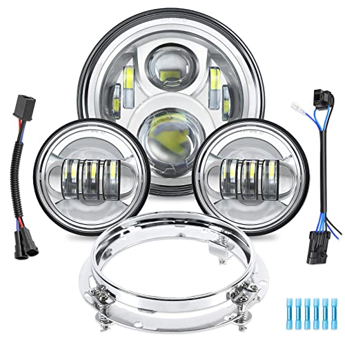 مصباح أمامي LED VZ4X4 مقاس 7 بوصات مع مجموعة مصابيح ضباب بمصابيح مرور 1/2 وحامل دائري لسيارة Harley Davidson Touring Road King Ultra Classic Electra Street Glide Tri Cvo Heritage Fatboy Softail Slim Deluxe مصباح أمامي LED VZ4X4 مقاس 7 بوصات مع مجموعة مصابيح ضباب بمصابيح مرور 1/2 وحامل دائري لسيارة Harley Davidson Touring Road King Ultra Classic Electra Street Glide Tri Cvo Heritage Fatboy Softail Slim Deluxe
