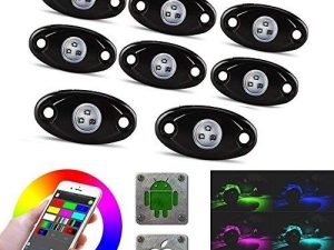 مصابيح إنورسينج RGB LED روك ، 8 حواجز مقاومة للماء متعددة الألوان ضوء نيون تحت الوهج مع تطبيق بلوتوث التحكم عن بعد وضع الموسيقى الوامض لشاحنات الطرق الوعرة UTV ATV لقوارب الدراجات النارية SUV