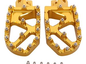 JFG RACING Dirt Bike Foot أوتاد ، إطالة أوتاد قدم دراجة نارية مسند دواسة CNC لـ DRZ400S 00-19 / DRZ400SM 05-19 / DRZ400E 00-07 / DRZ400 00-04 / RM250 89-06 (غير مناسب K3 / K4 / K5 / K6) / RM250Z 01-06 / RMX250 89-96-ذهبي