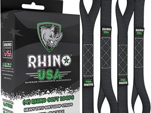أحزمة ربط الدراجة النارية Rhino USA Soft Loop (4PK) - 10.427 رطل أقصى قوة كسر 1.7 بوصة × 17 بوصة للاستخدام مع حزام السقاطة